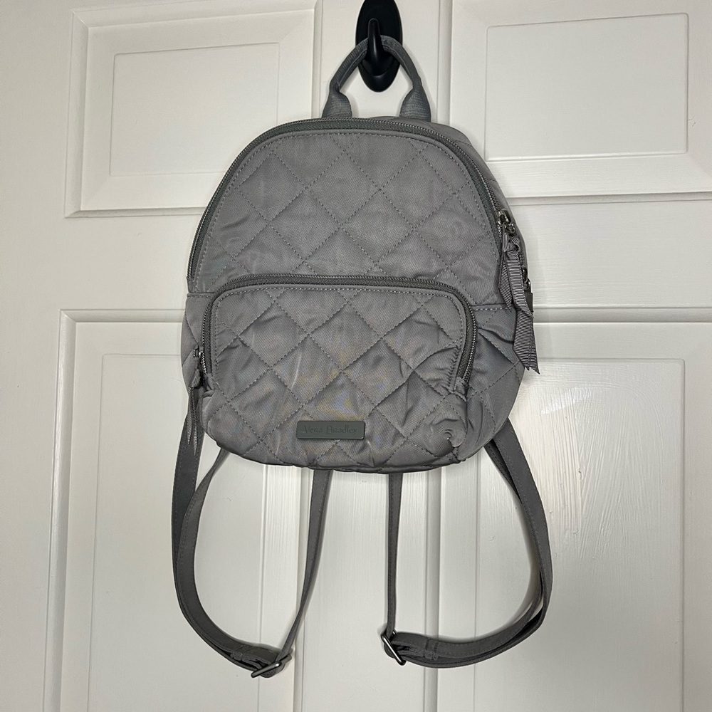 Vera Bradley small backpack purse performance twill tranquil gray